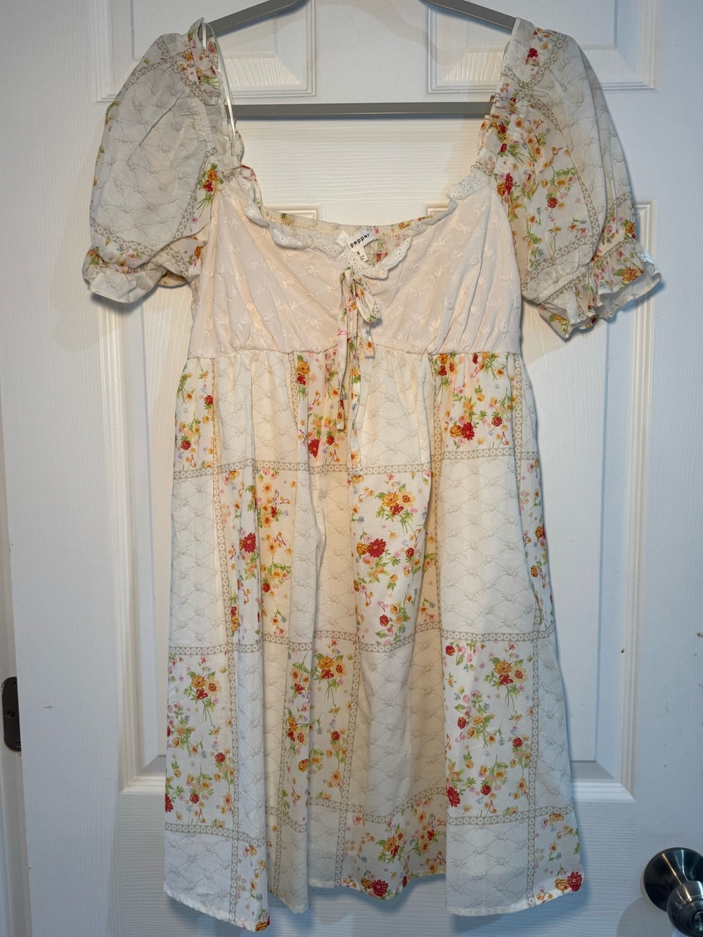 Floral Patchwork Embroidered Dress